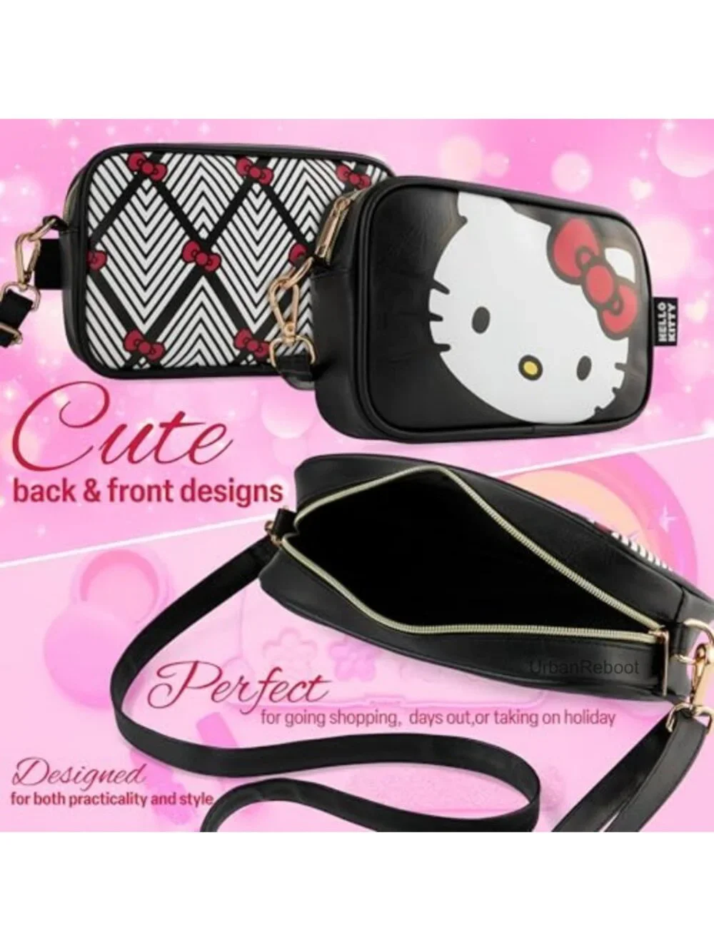 Hello Kitty Crossbody Bag Girls Adjustable Strap Kawaii Purse